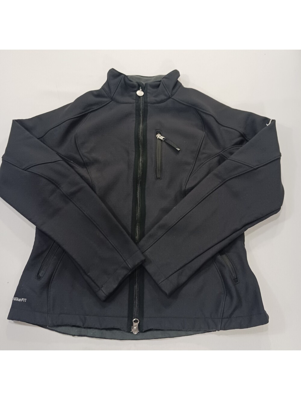 NIKE Fit Therma Softshell Full Zip Jacket Pockets Men's Black Size M (8-10)